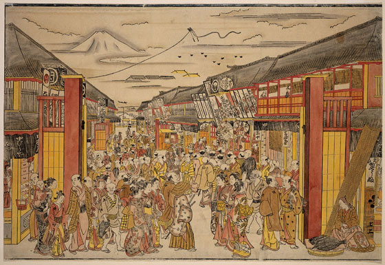 Large Perspective Picture of the Kabuki Theater District in Sakaichō and Fukiyachō