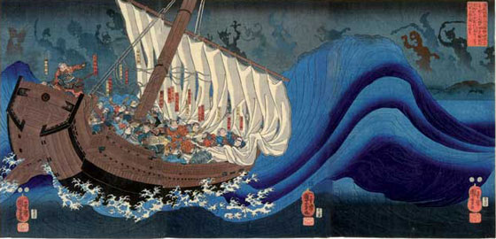 Benkei and Yoshitsune at the Battle of Dannoura