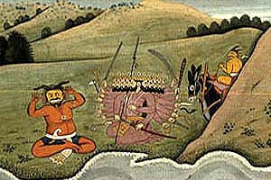 Ravana converses with a demon by the sea