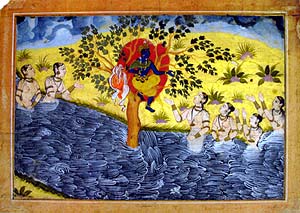 Krishna steals the gopis' clothes