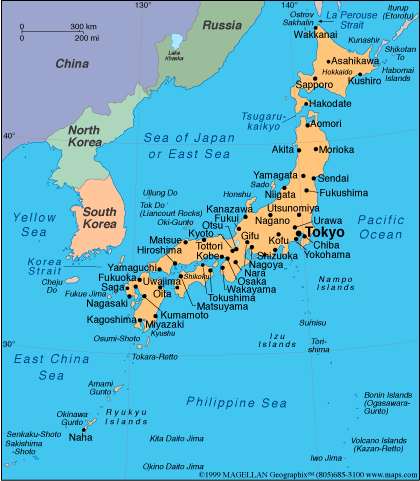 four major islands of japan location